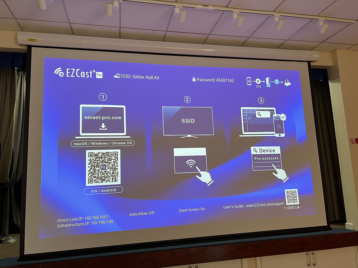 AV equipment installation services showcased at Glebe Hall.